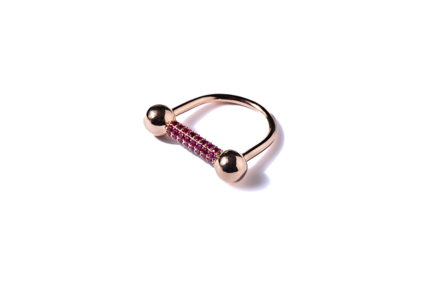 RUBY BARBELL RING